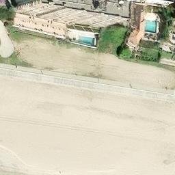 Sand Volleyball Court, Long Beach, CA — aerial view