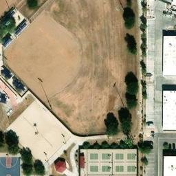 Sand Volleyball Court, Bermuda Dunes, CA — aerial view