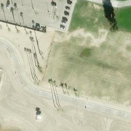 Sand Volleyball Court, Long Beach, CA — aerial view