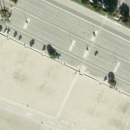 Sand Volleyball Court, Long Beach, CA — aerial view