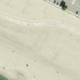 Sand Volleyball Court, Seal Beach, CA — aerial view