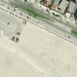 Sand Volleyball Court, Seal Beach, CA — aerial view