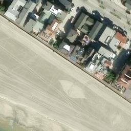 Sand Volleyball Court, Seal Beach, CA — aerial view