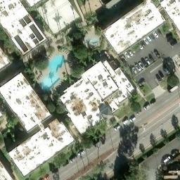 Sand Volleyball Court, Seal Beach, CA — aerial view
