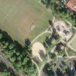 Sand Volleyball Court, Northwood, CA — aerial view
