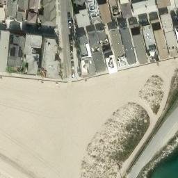 Sand Volleyball Court, Seal Beach, CA — aerial view