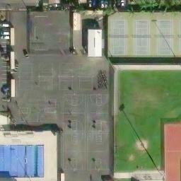 Asphalt Volleyball Court, Santa Ana, CA — aerial view