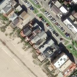 Sand Volleyball Court, Huntington Beach, CA — aerial view
