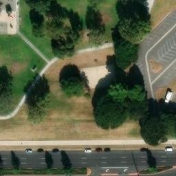 Sand Volleyball Court, Fountain Valley, CA — aerial view