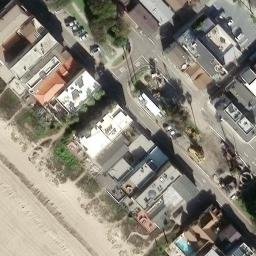 Sand Volleyball Court, Huntington Beach, CA — aerial view