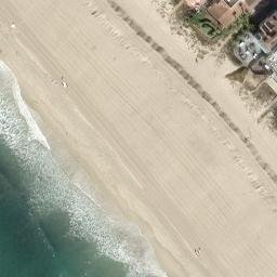 Sand Volleyball Court, Huntington Beach, CA — aerial view