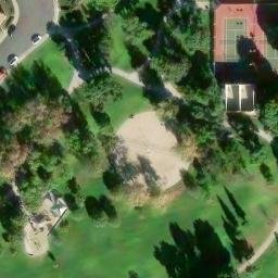 Sand Volleyball Court, El Camino Real, CA — aerial view