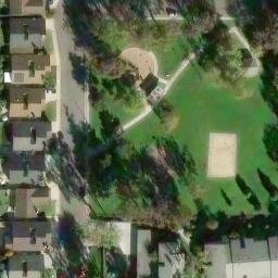 Sand Volleyball Court, University Research Park, CA — aerial view