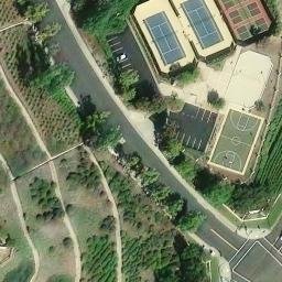 Sand Volleyball Court, Canyon Lake, CA — aerial view
