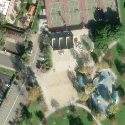 Sand Volleyball Court, University Park, CA — aerial view