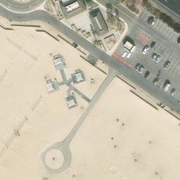 Sand Volleyball Court, Huntington Beach, CA — aerial view