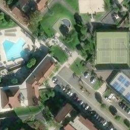 Sand Volleyball Court, University Research Park, CA — aerial view