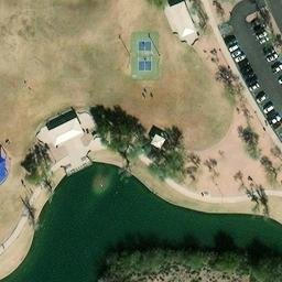 Concrete Volleyball Court, Mesa, AZ — aerial view