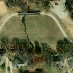Sand Volleyball Court, Highland Village, TX — aerial view