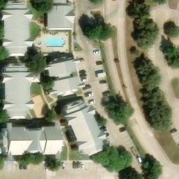 Sand Volleyball Court, Plano, TX — aerial view