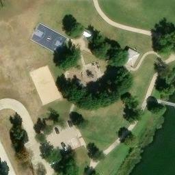 Sand Volleyball Court, Plano, TX — aerial view