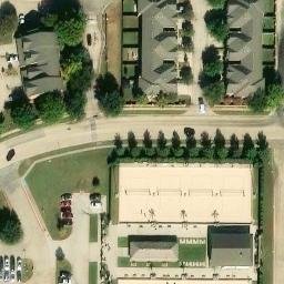 Sand Volleyball Court, Lewisville, TX — aerial view