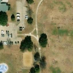 Sand Volleyball Court, Addison, TX — aerial view