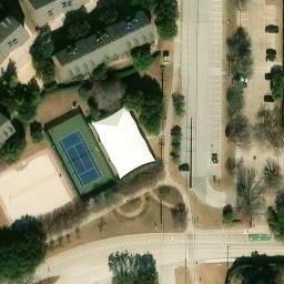 Sand Volleyball Court, Addison, TX — aerial view