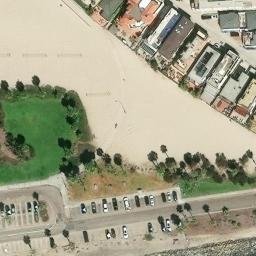 Sand Volleyball Court, San Diego, CA — aerial view