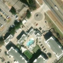 Sand Volleyball Court, Beverly, TX — aerial view