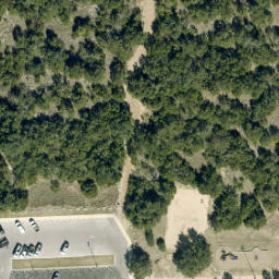 Sand Volleyball Court, Brushy Creek, TX — aerial view