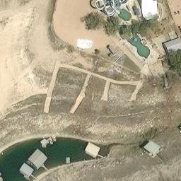 Sand Volleyball Court, Volente, TX — aerial view