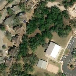 Sand Volleyball Court, Volente, TX — aerial view