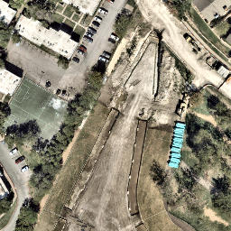 Sand Volleyball Court, Wells Branch, TX — aerial view