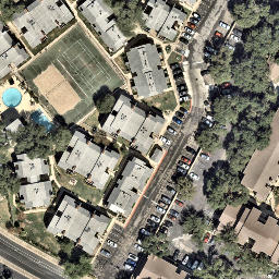 Sand Volleyball Court, University of Texas, TX — aerial view