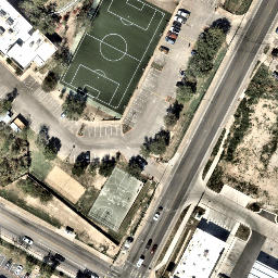 Sand Volleyball Court, University of Texas, TX — aerial view
