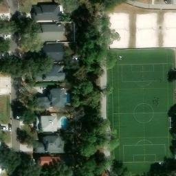 Sand Volleyball Court, Jacksonville Beach, FL — aerial view