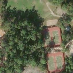 Sand Volleyball Court, The Woodlands, TX — aerial view