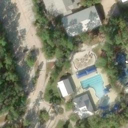 Sand Volleyball Court, Shenandoah, TX — aerial view