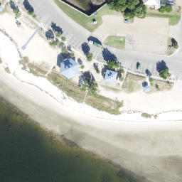 Sand Volleyball Court, Panacea, FL — aerial view