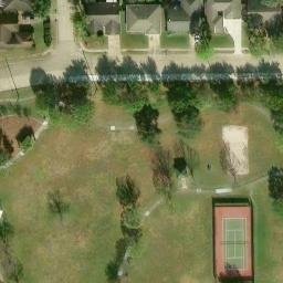 Sand Volleyball Court, Meadows Place, TX — aerial view