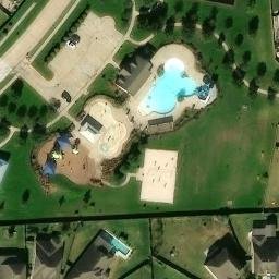 Sand Volleyball Court, Pecan Grove, TX — aerial view