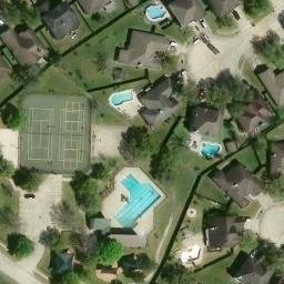 Sand Volleyball Court, Friendswood, TX — aerial view