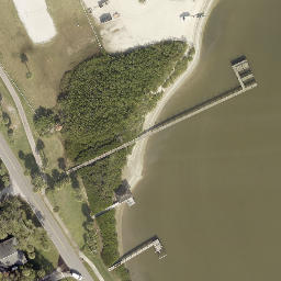Sand Volleyball Court, Edgewater, FL — aerial view