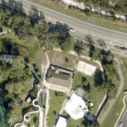 Sand Volleyball Court, North Weeki Wachee, FL — aerial view