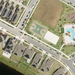 Sand Volleyball Court, Lake Hart, FL — aerial view