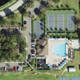 Sand Volleyball Court, Land O' Lakes, FL — aerial view