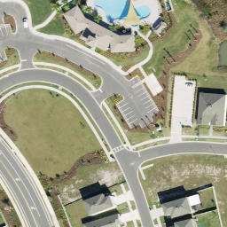 Sand Volleyball Court, Zephyrhills West, FL — aerial view