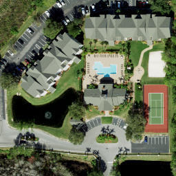 Sand Volleyball Court, Trinity, FL — aerial view