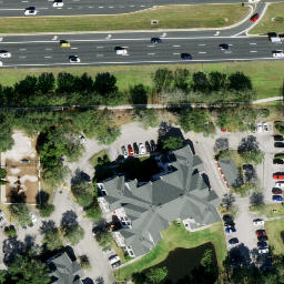Sand Volleyball Court, Pebble Creek, FL — aerial view